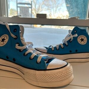 Converse High-Top Sneakers in Blue and White